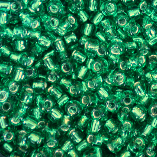 Silver Lined - Jade Green, Matsuno 8/0 Seed Beads