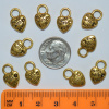 Heart &quot;Made with Love&quot; Charms - PACK OF 10 - Antique Gold